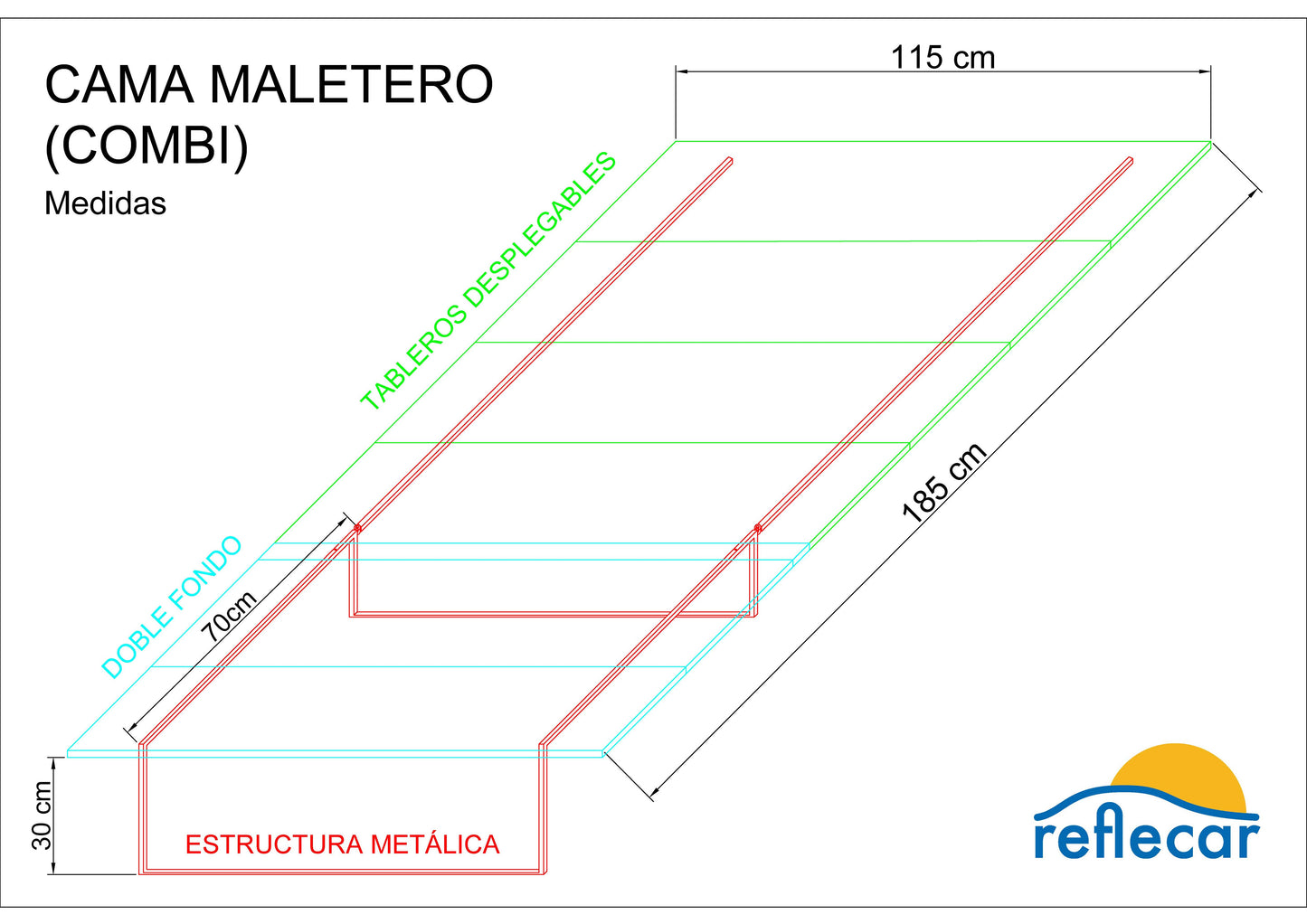 CAMA DE MALETERO COMBI/FURGO con TABLERO MADERA